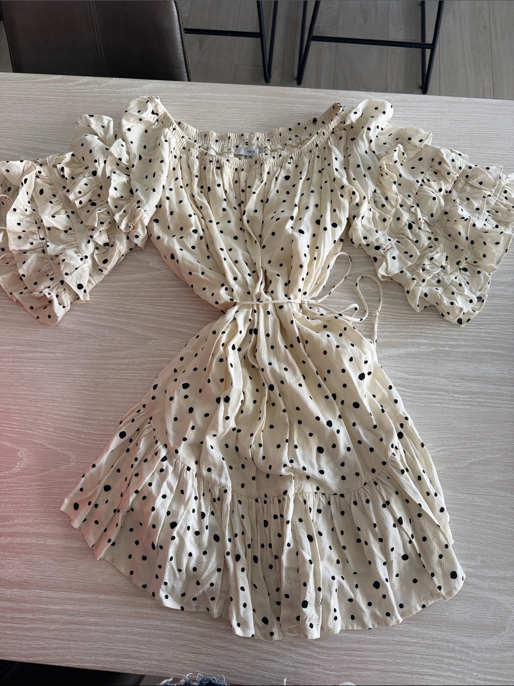 Fate Cream Dress with Black Polka Dots